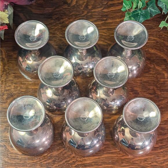 8 Vintage Silver Plated Twisted Vine Stem Champagne Coupe Goblets Valero Spain - Picture 3 of 8